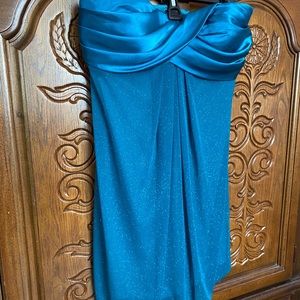 Semi-Formal Blue Sparkle Knee Length Dress